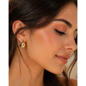 Gold Chunky Hoop Earrings Stainless Steel PVD Non Tarnish Trendy